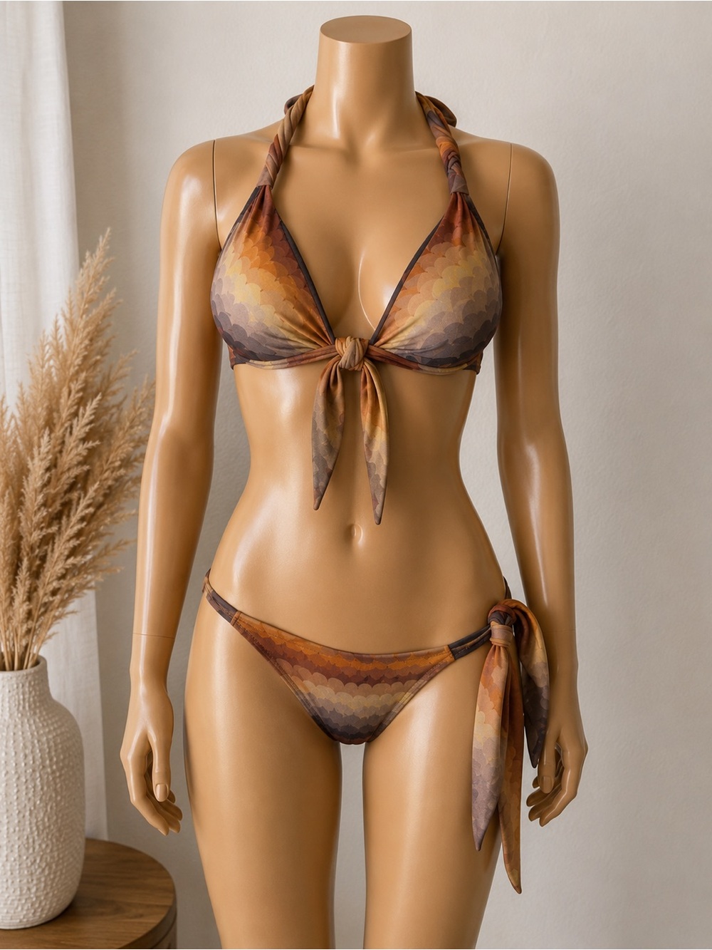 Adriana Degreas Bikini Set Medium Top Size 2 Bottom Brown Padded Swimwear